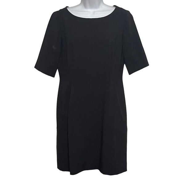 Tahari Arthur‎ S. Levine Elegant Black Sheath Dress with Gold Zipper Hardware 8P - Picture 1 of 16
